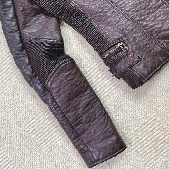 NWOT Affliction Wings Earned Moto Leather Burgundy Jacket S - Picture 6 of 8